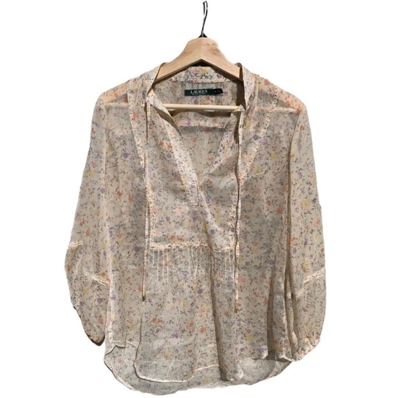 Women's Ralph Lauren Floral Top Boho Feel Size M - Picture 1 of 6